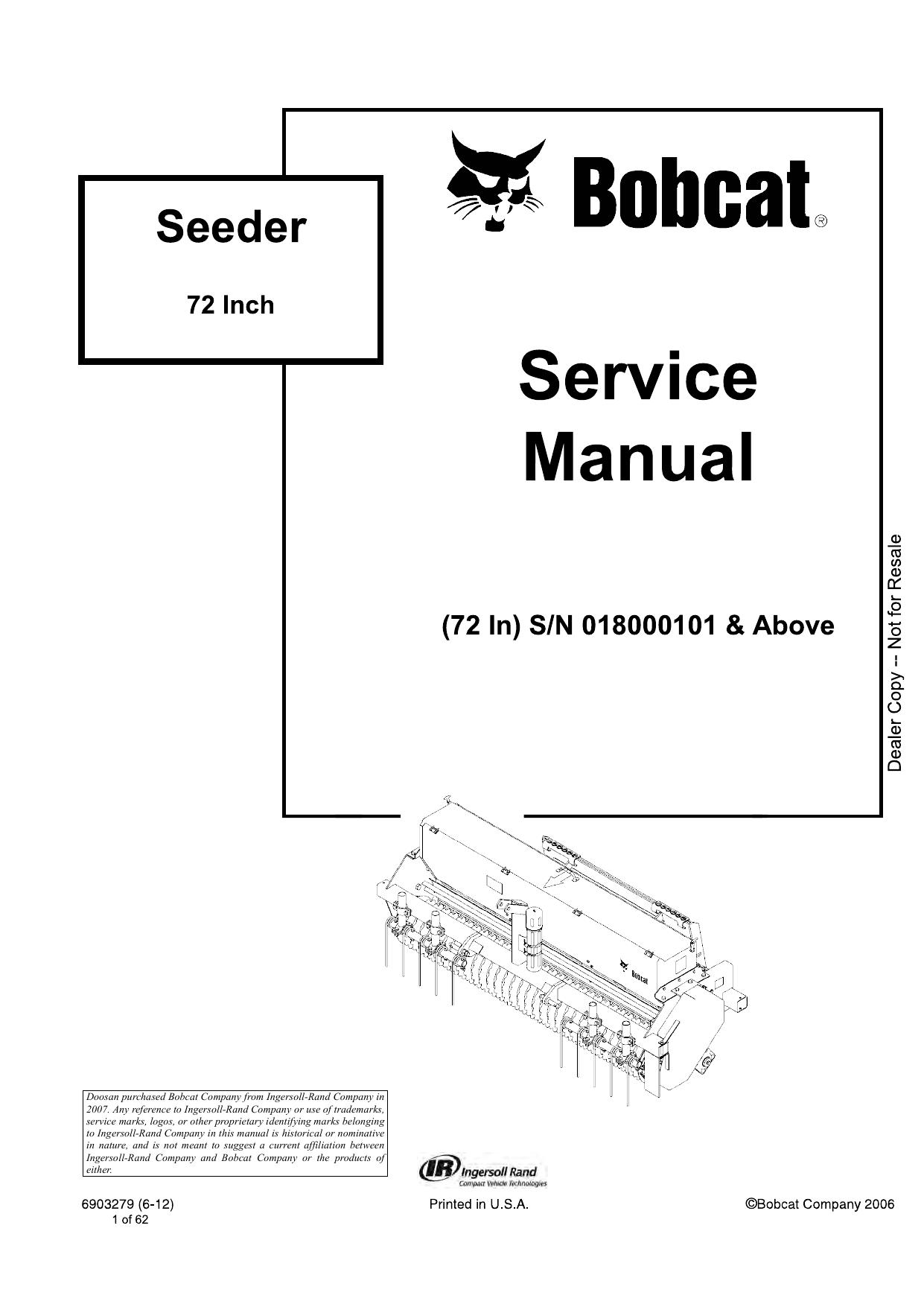 Seeder Attachment Service Manual Bobcat